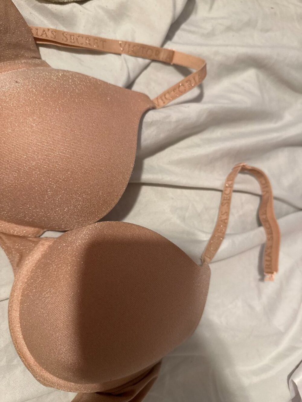 Victoria’s Secret Pink Rose Gold Glitter Perfect Shape Bra 36C